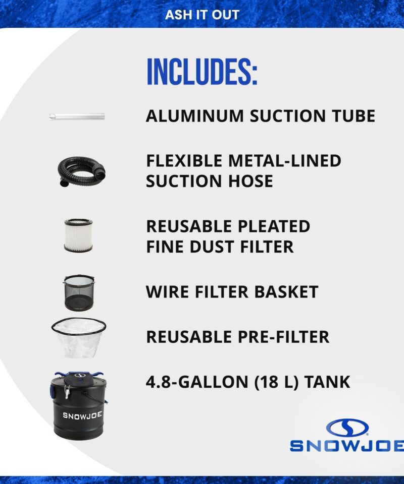 4.8 Gallon Bagless Ash Vacuum Cleaner, Metal Canister, Blue, ASHJ202E - Image 4