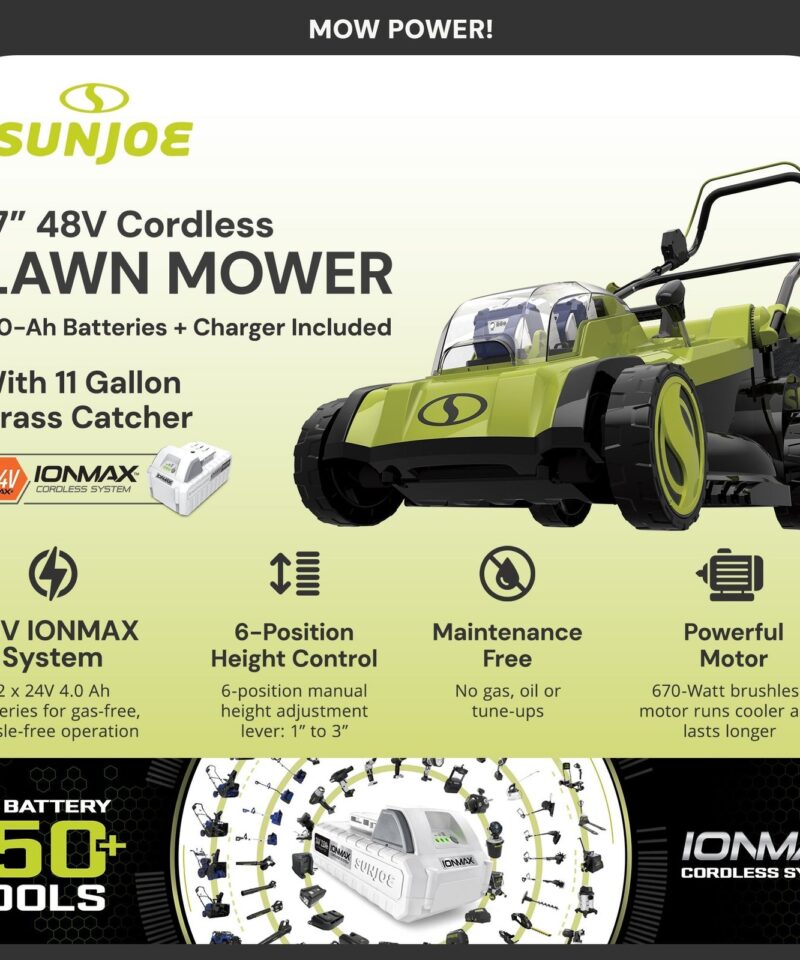 Mulching Walk Behind Lawn Mower, 11 Gallon Grass Catcher, 24V-X2-17LM - Image 2