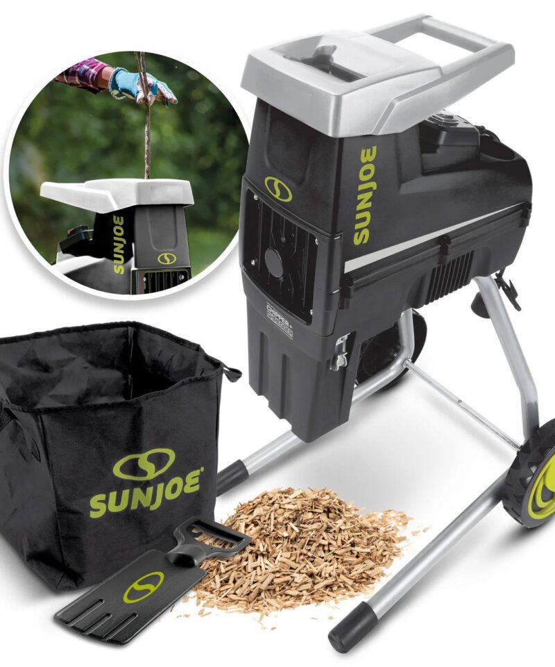 Silent Wood Chipper Shredder, 15 Amp Machine with 1.7″ Diameter, CJ603E