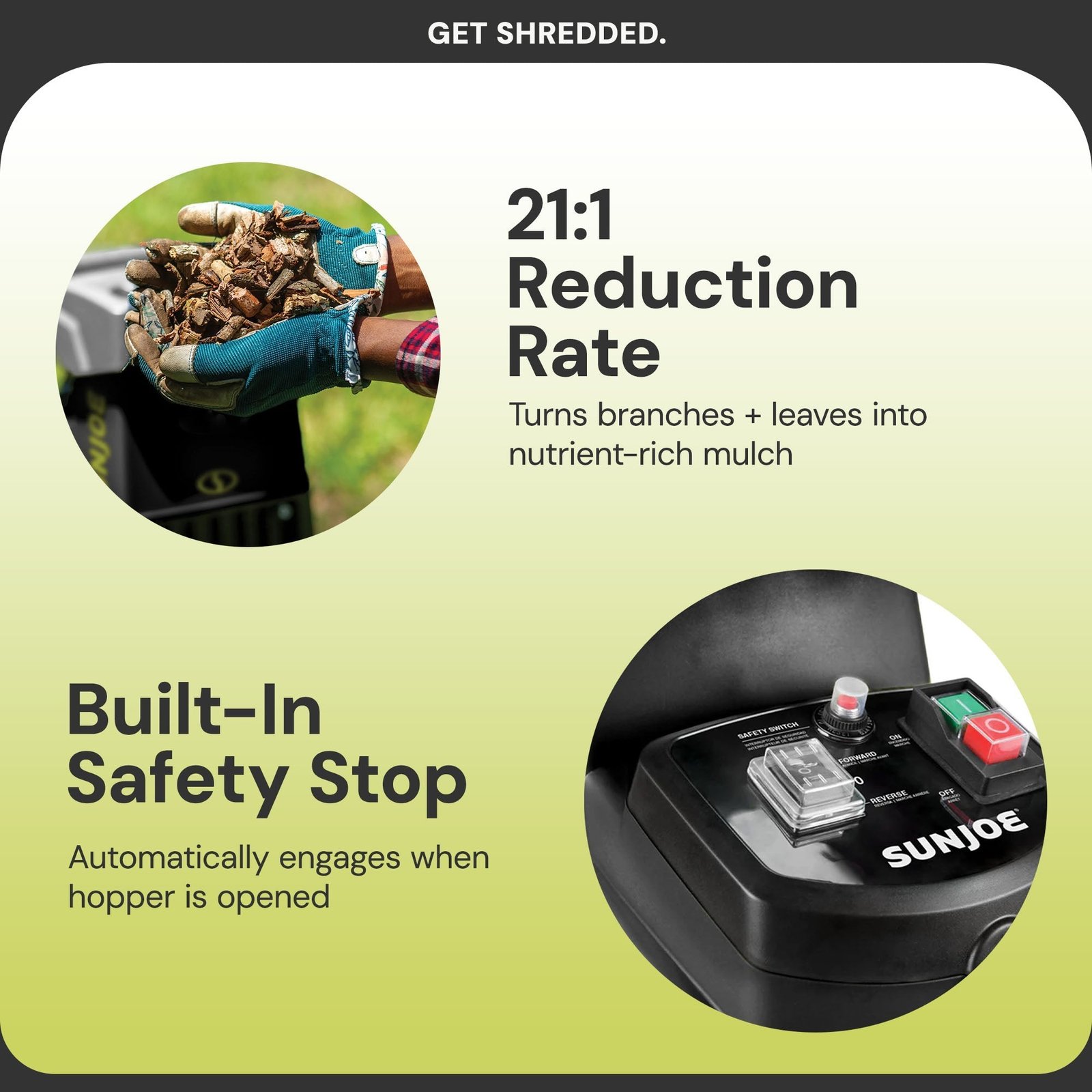 Silent Wood Chipper Shredder, 15 Amp Machine with 1.7″ Diameter, CJ603E - Image 4