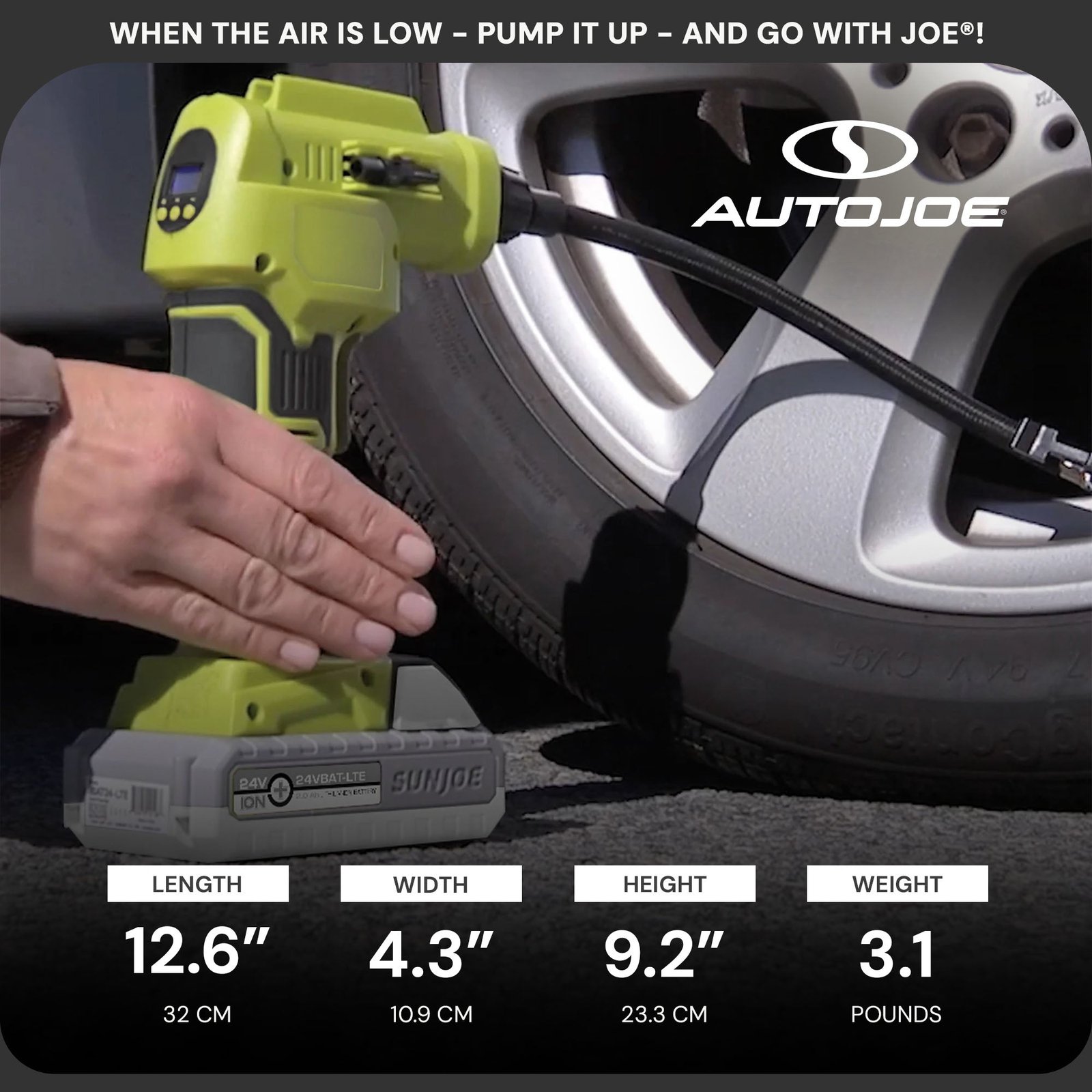 Auto Joe Portable Air Compressor Cordless Tire Inflate Pump, 24V-AJC-LTE - Image 4
