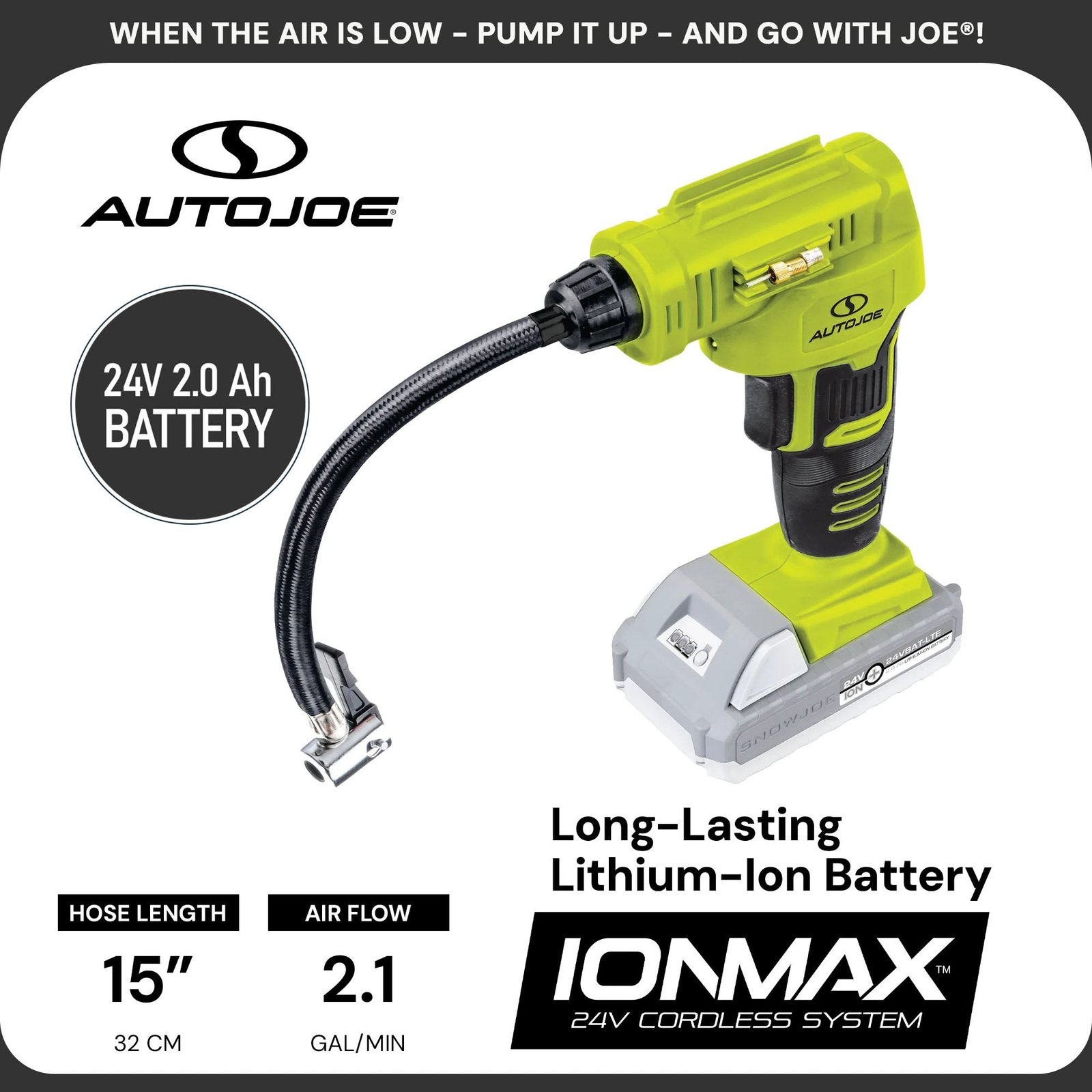 Auto Joe Portable Air Compressor Cordless Tire Inflate Pump, 24V-AJC-LTE - Image 3