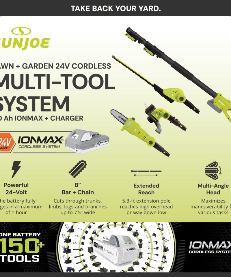 Alternative view of IONMAX Cordless Lawn Care System, Grass and Hedge Trimmer with Pole Saw