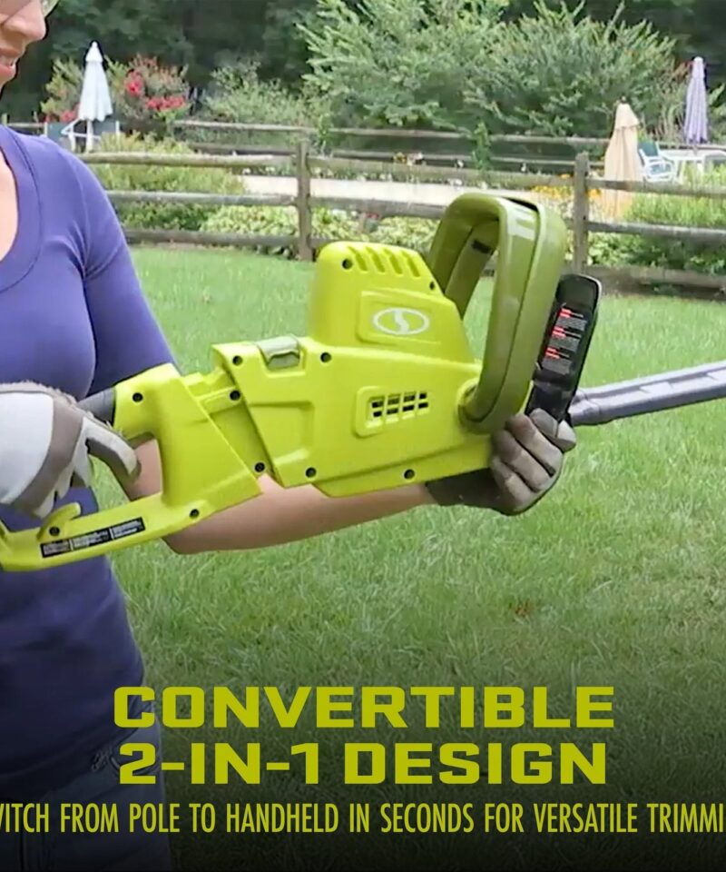 19” Electric Pole Hedge Trimmer, Portable Dual Blade Tool SJH904E, Green - Image 3
