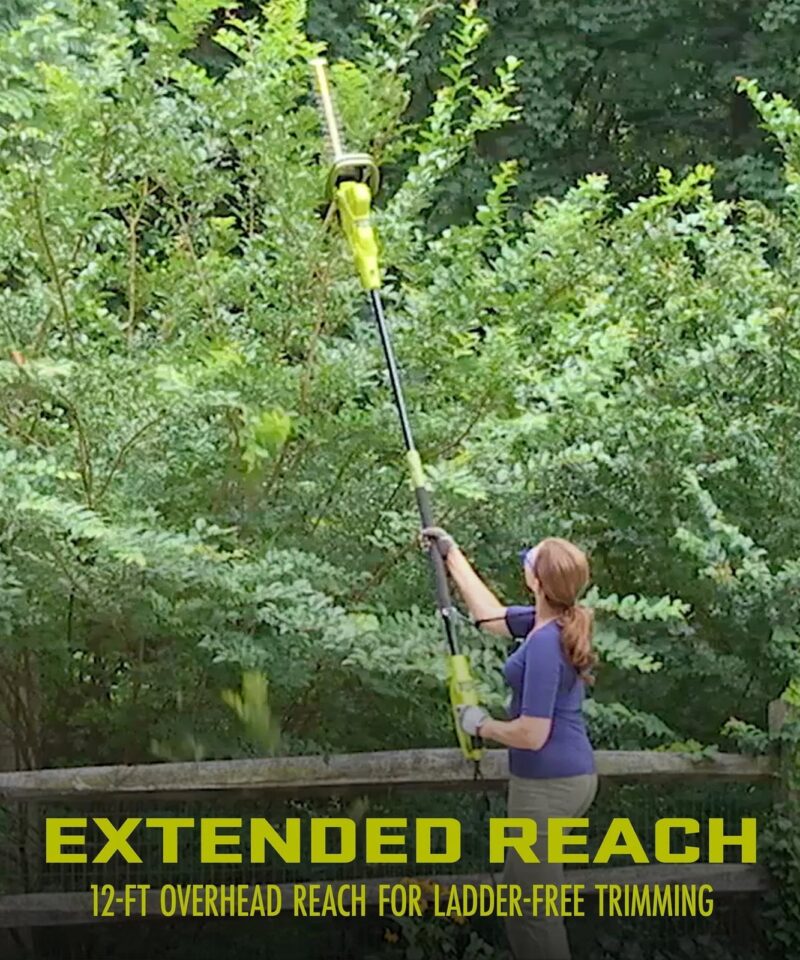 19” Electric Pole Hedge Trimmer, Portable Dual Blade Tool SJH904E, Green - Image 4