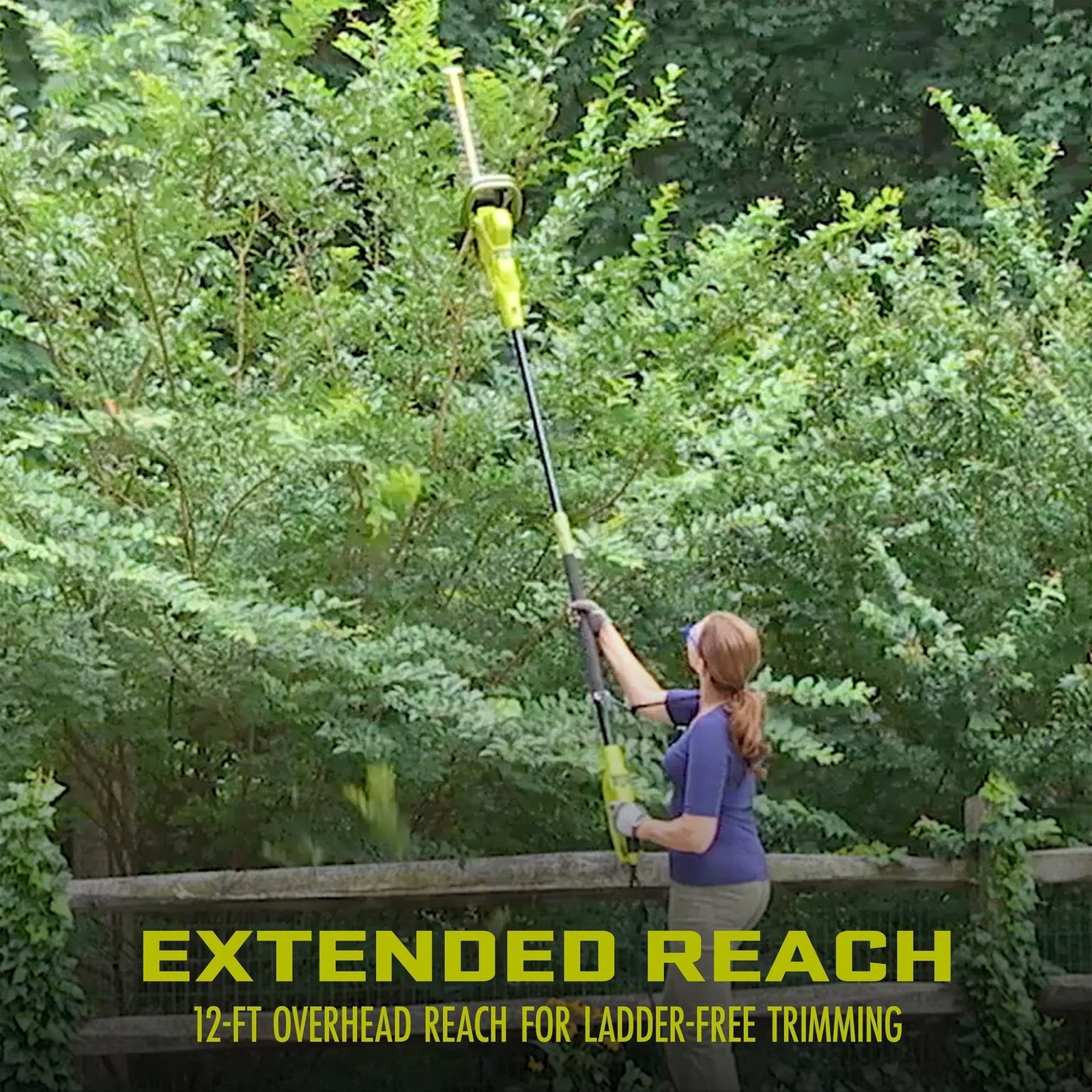 19” Electric Pole Hedge Trimmer, Portable Dual Blade Tool SJH904E, Green - Image 4