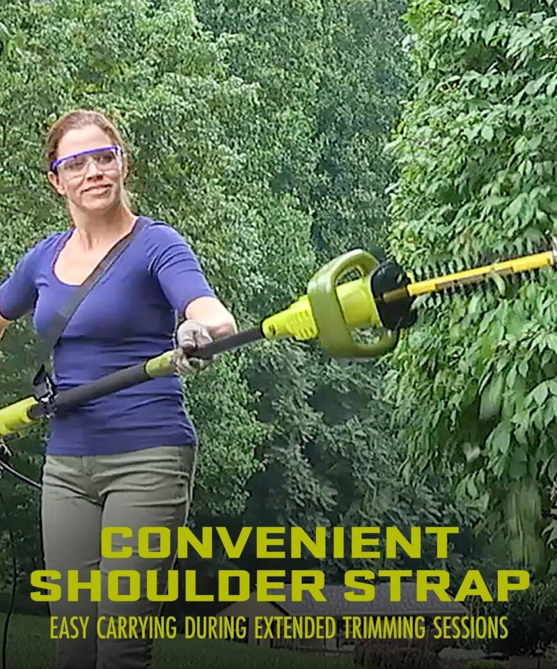 19” Electric Pole Hedge Trimmer, Portable Dual Blade Tool SJH904E, Green - Image 7