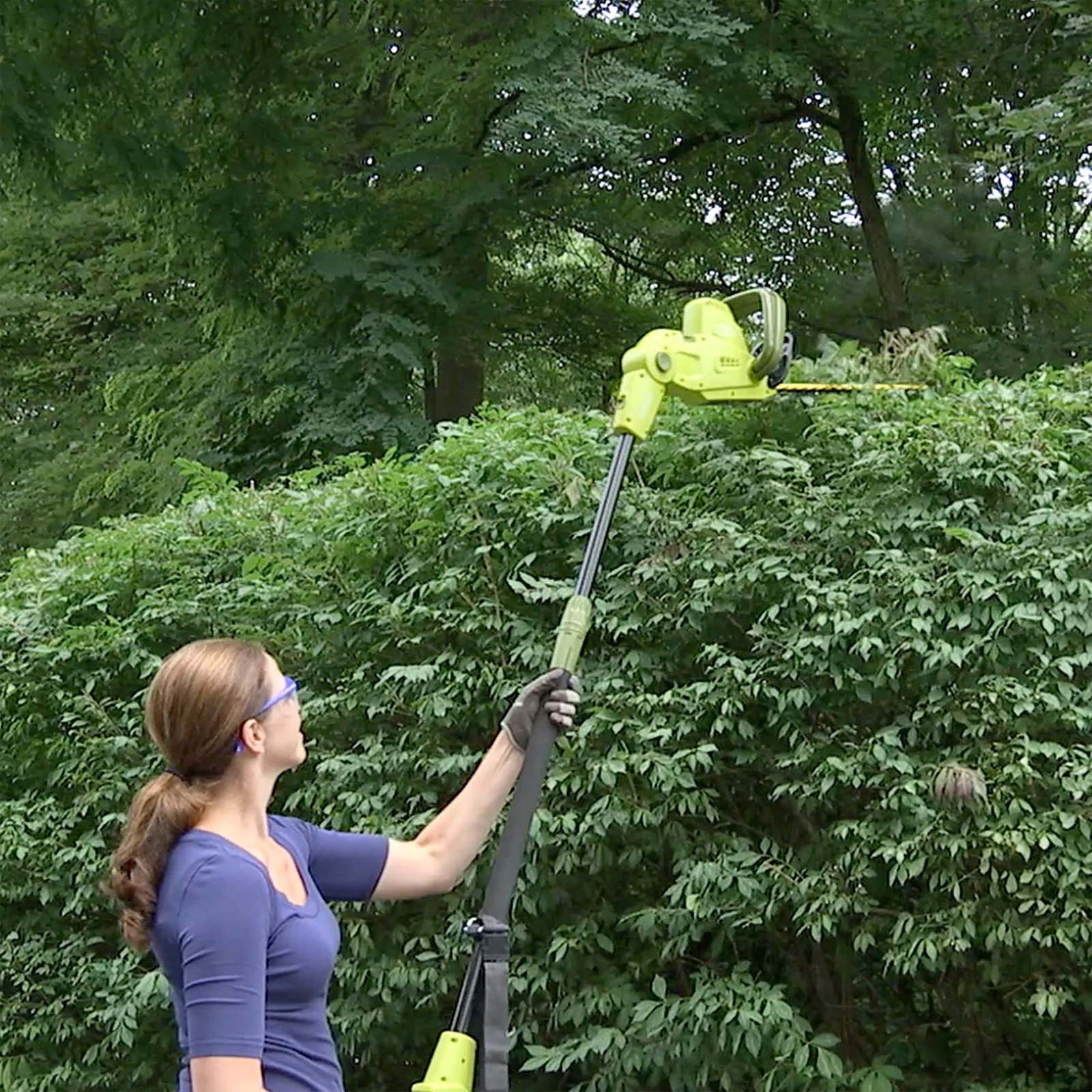 19” Electric Pole Hedge Trimmer, Portable Dual Blade Tool SJH904E, Green - Image 8
