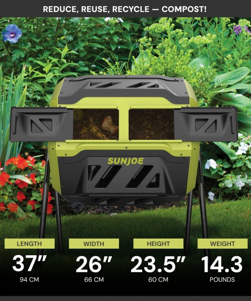 Dual Chamber Tumbling Composter, Advanced Aeration, 42 Gallon, SJ-CMPS1 - Image 5