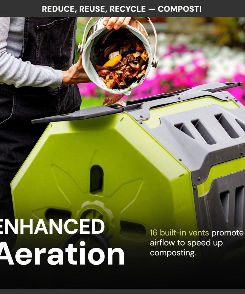 Dual Chamber Tumbling Composter, Advanced Aeration, 42 Gallon, SJ-CMPS1 - Image 4