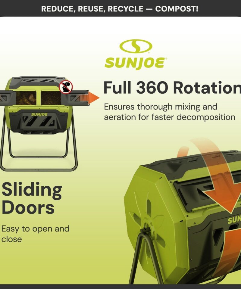 Dual Chamber Tumbling Composter, Advanced Aeration, 42 Gallon, SJ-CMPS1 - Image 3