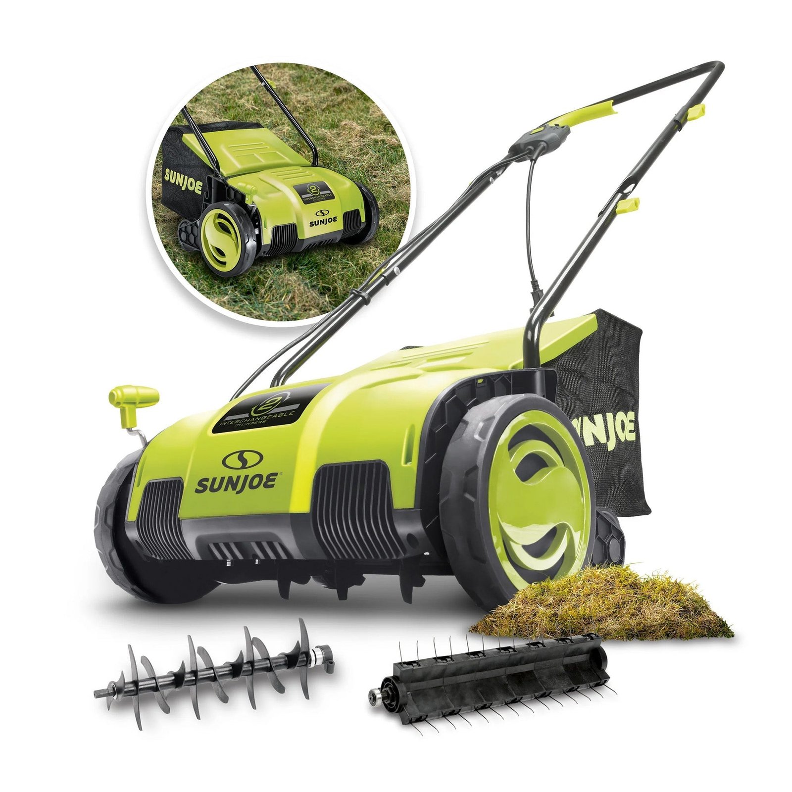 12.6-Inch Electric Lawn Dethatcher and Scarifier, 12 Amp, Green, AJ798E