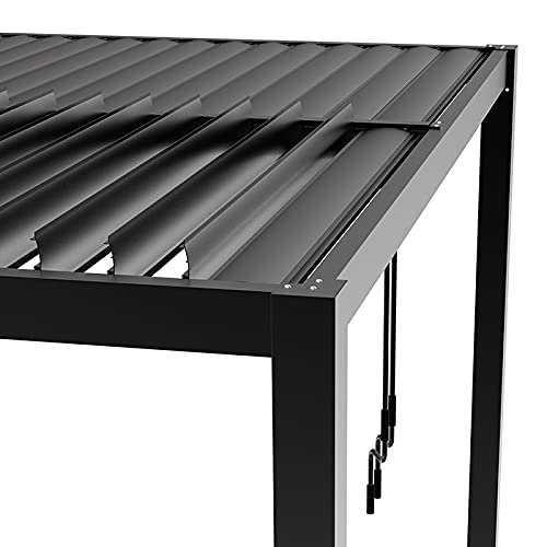 Deluxe Modern Patio Veranda Pergola Carport Black Charcoal with Louvered Shutter Roof 3m x 4m - Image 5