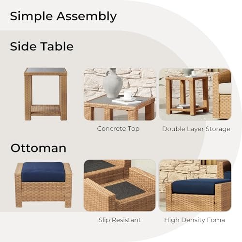 5 Pieces Wicker Patio Furniture Set - Image 3