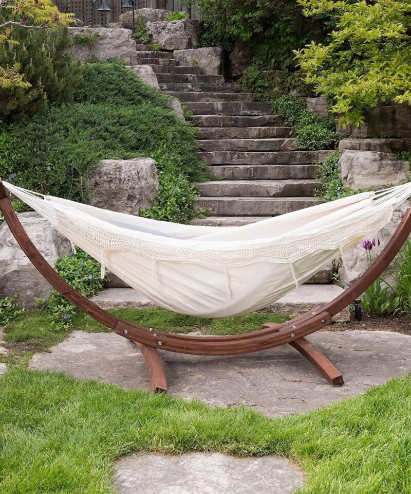 Alternative view of Double Cotton Hammock, Comfortable Daybed with Wood Frame, 8′, Natural