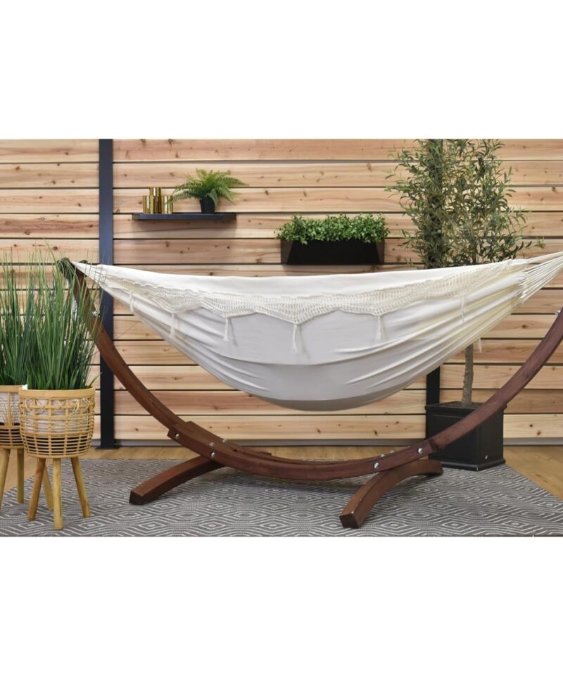 Double Cotton Hammock, Comfortable Daybed with Wood Frame, 8′, Natural - Image 5