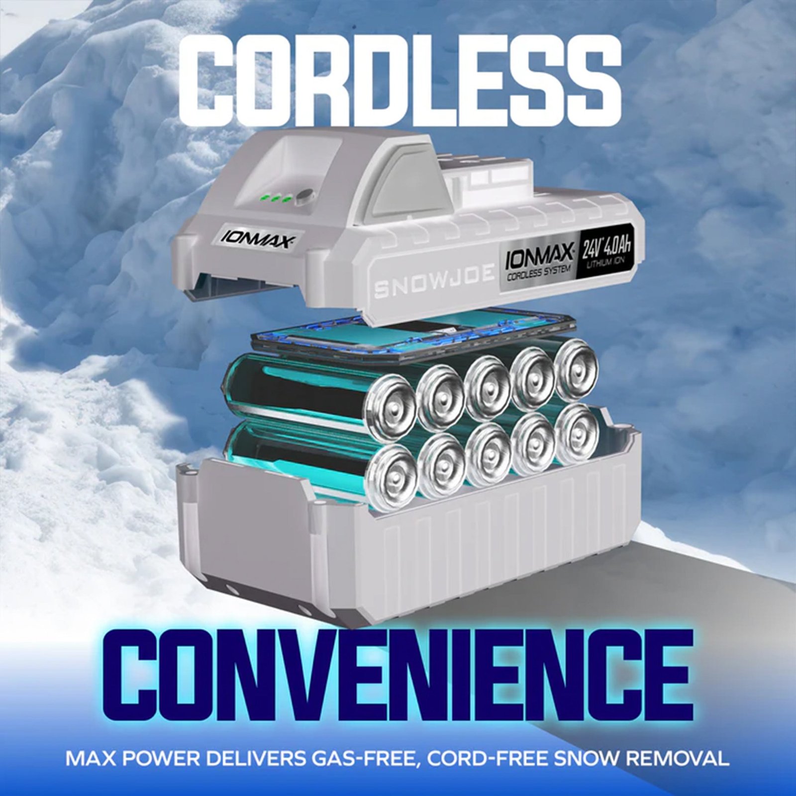 IONMAX 24V Cordless Snow Blower with Electric Engine, 24V-X2-SB18-GO - Image 7