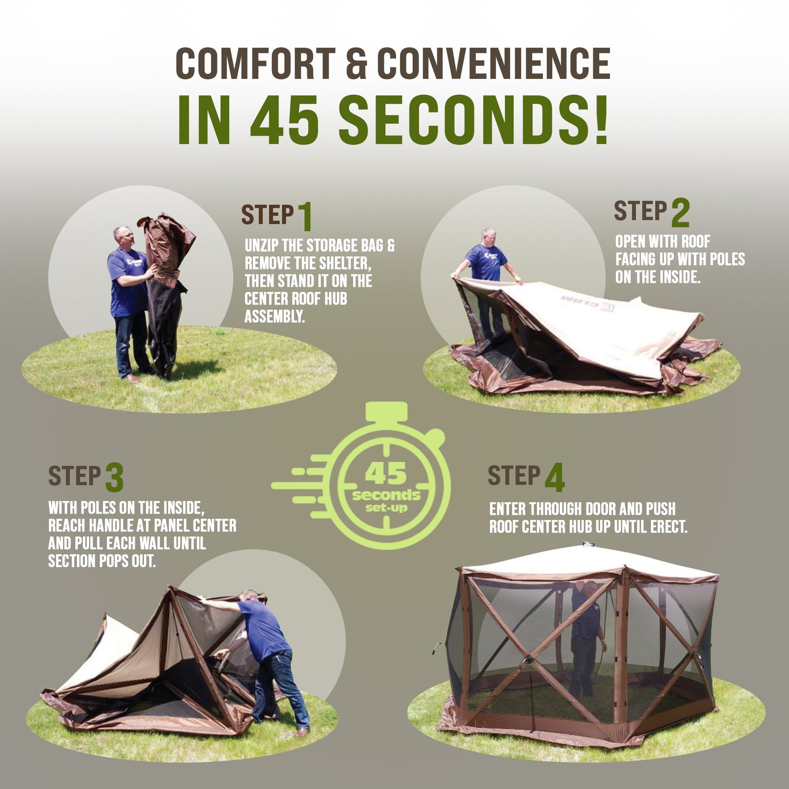 Quick-Set Pavilion 12.5 x 12.5 Foot Portable Outdoor Canopy Shelter, Gray - Image 6