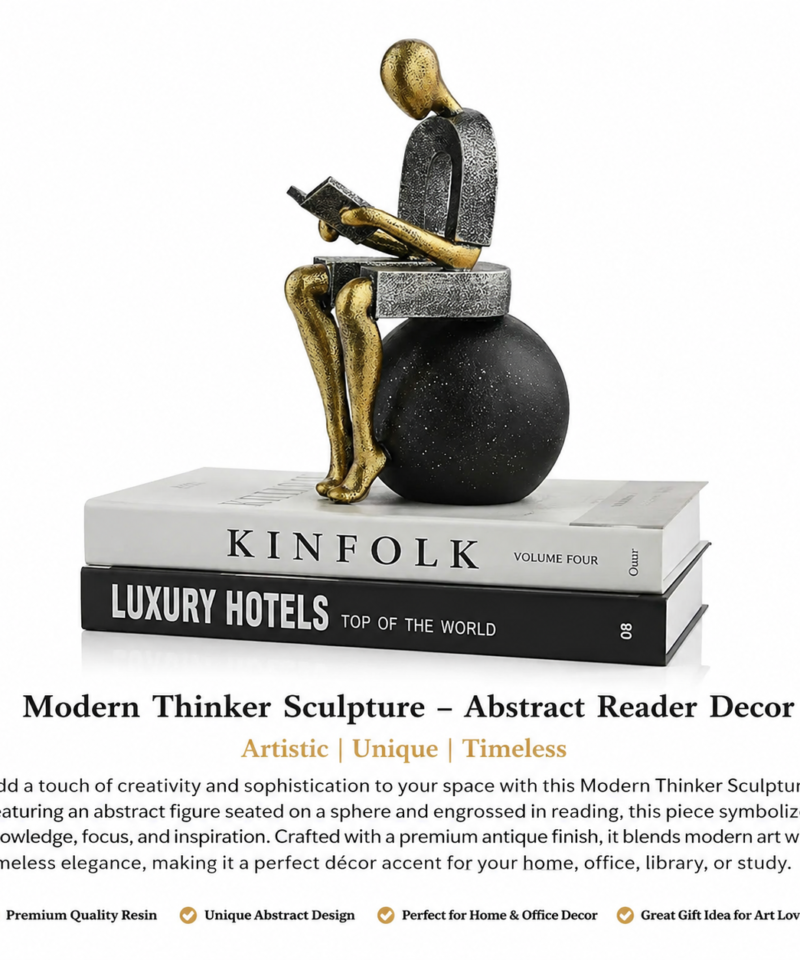 Modern Thinker Reading Sculpture - Image 4