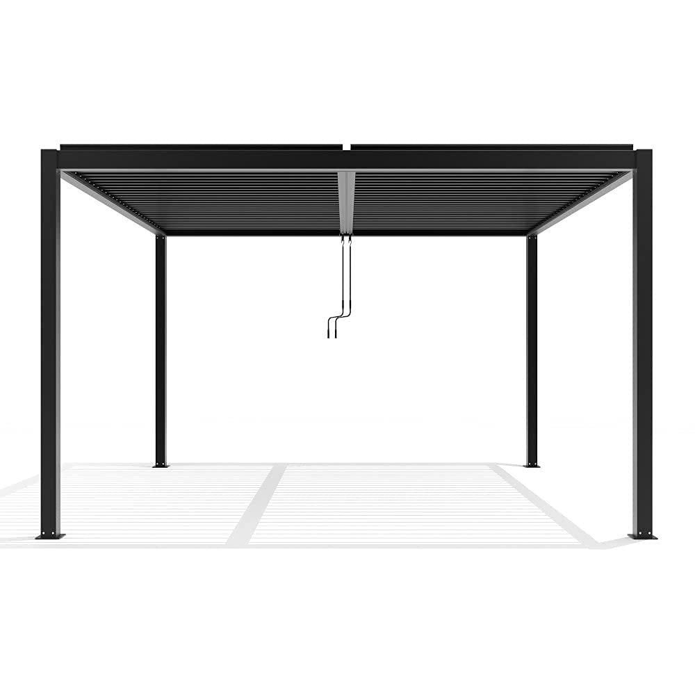 Deluxe Modern Patio Veranda Pergola Carport Black Charcoal with Louvered Shutter Roof 3m x 4m - Image 8
