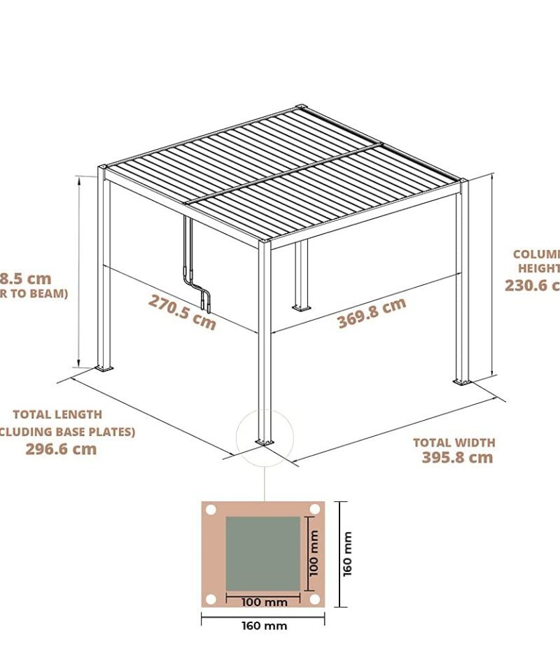 Deluxe Modern Patio Veranda Pergola Carport Black Charcoal with Louvered Shutter Roof 3m x 4m - Image 7