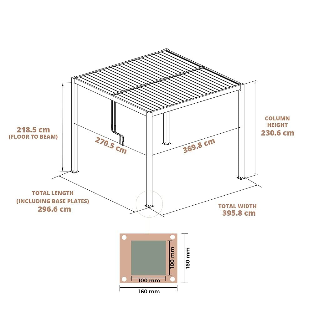 Deluxe Modern Patio Veranda Pergola Carport Black Charcoal with Louvered Shutter Roof 3m x 4m - Image 7