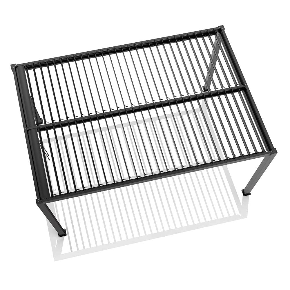 Deluxe Modern Patio Veranda Pergola Carport Black Charcoal with Louvered Shutter Roof 3m x 4m - Image 6