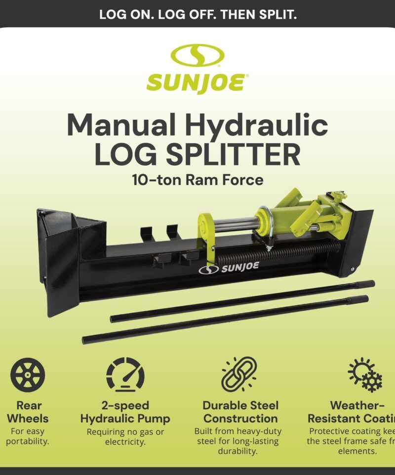 Hydraulic Steel Beam Log Splitter, 10 Ton Capacity Firewood Tool, LJ10M - Image 2