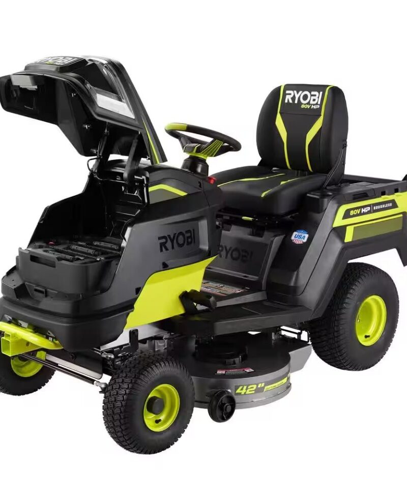 80V HP Brushless 42 In. Battery Electric Cordless Riding Lawn Tractor with (3) 80V 10Ah Batteries and Charger