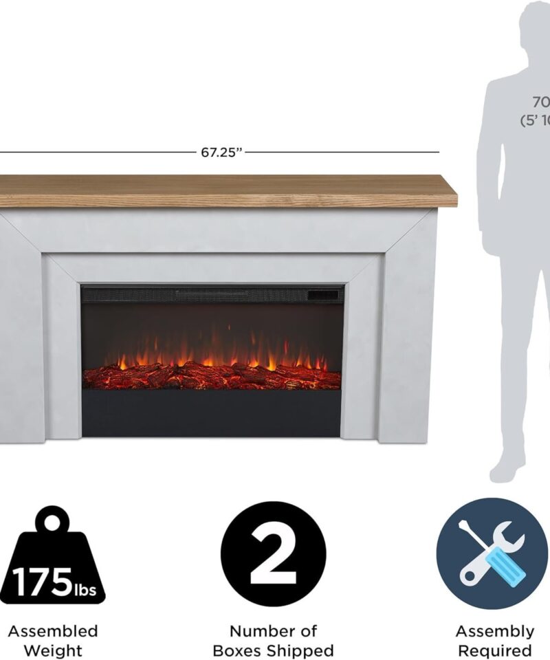 Real Flame Malie 68″ Electric Fireplace with Mantel & Remote Control - Image 4