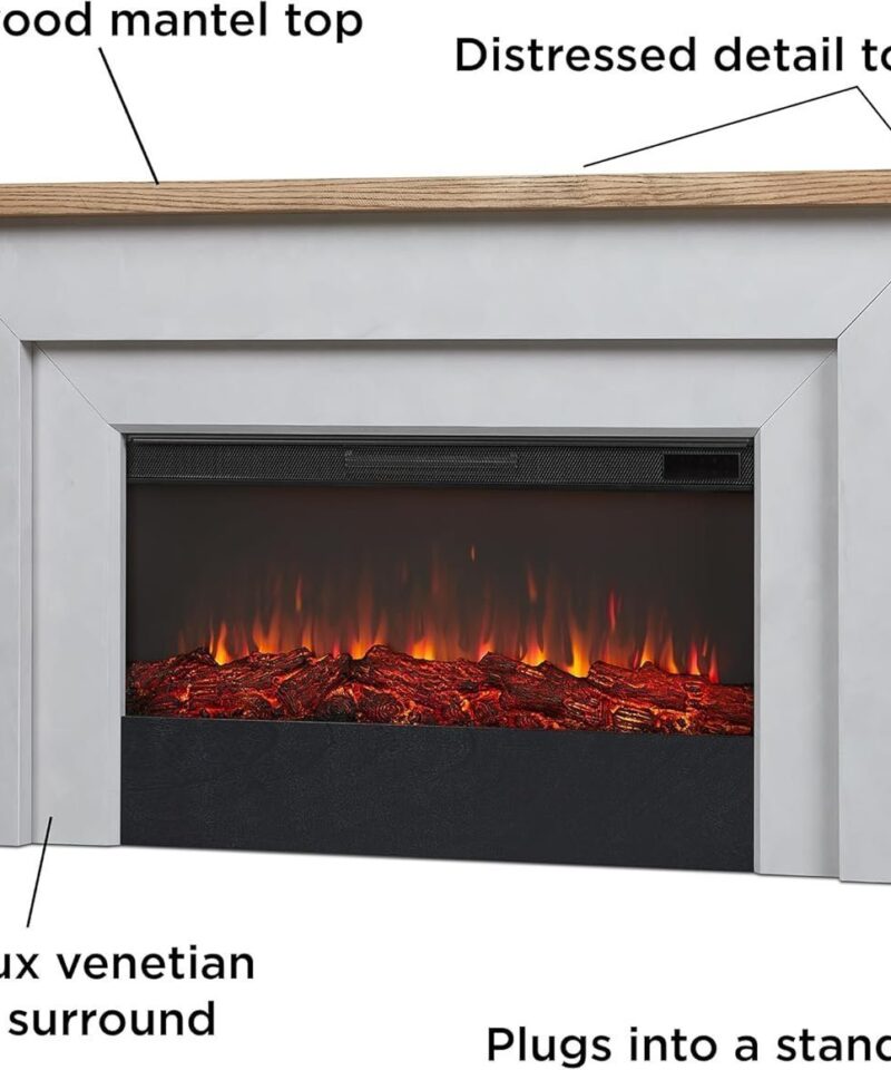 Real Flame Malie 68″ Electric Fireplace with Mantel & Remote Control - Image 3