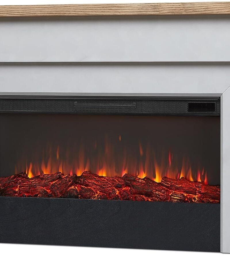 Real Flame Malie 68″ Electric Fireplace with Mantel & Remote Control
