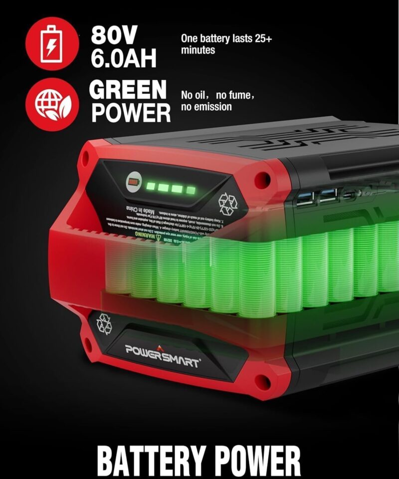 PowerSmart HB2805A 80V 24-Inch Self-Propelled 2-Stage Cordless Snow Blower with 6.0Ah Battery & Charger - Image 4