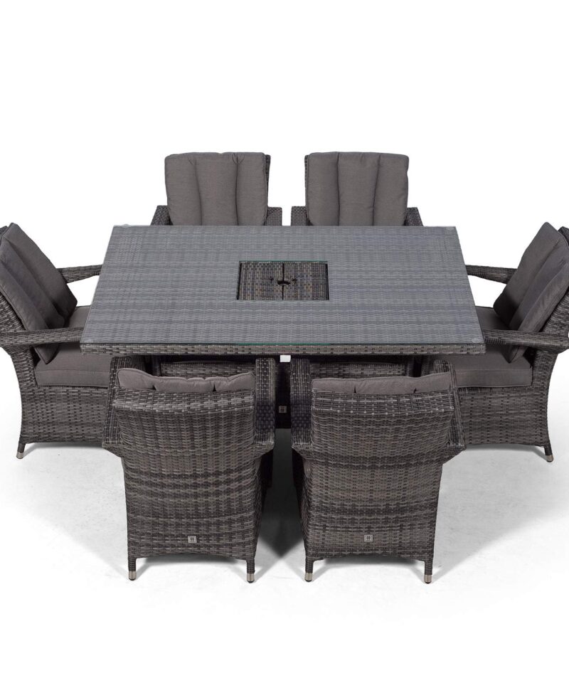 Alternative view of Arizona Rattan Dining Set | Luxury Rectangle 6 Seater Grey Rattan Table & Chairs Set with Ice Bucket Drinks Cooler | Outdoor Poly Rattan Garden Dining Furniture Set with Parasol & Cover