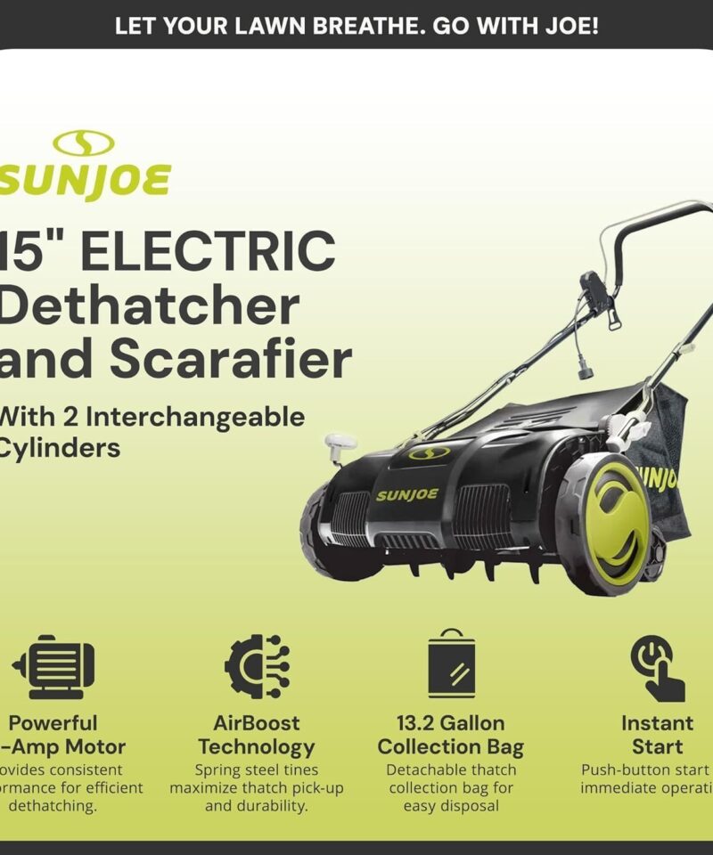 Alternative view of Sun Joe AJ805E 13A Electric Dethatcher & Scarifier, 15 in.