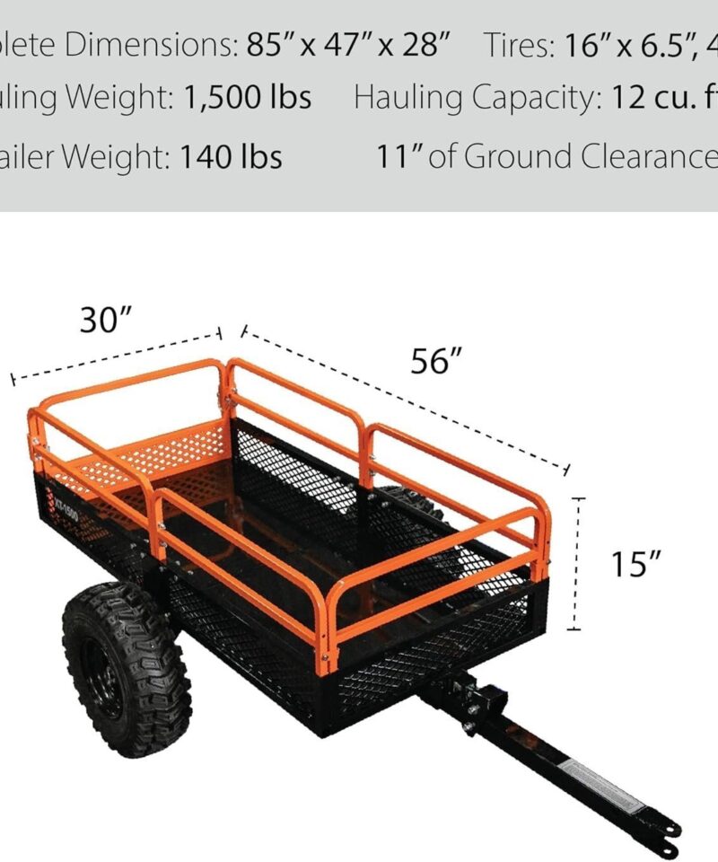 Impact Implements 1500 lb Utility Cargo Trailer with Pivot Dump for ATV, UTV, and Lawn Tractor - Image 3
