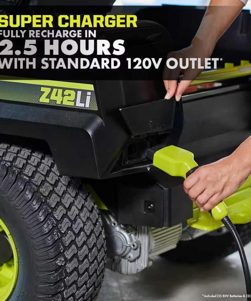 80V HP Brushless 42 In. Battery Electric Cordless Zero Turn Riding Mower (2) 80V Batteries (2) 40V Batteries and Charger - Image 14