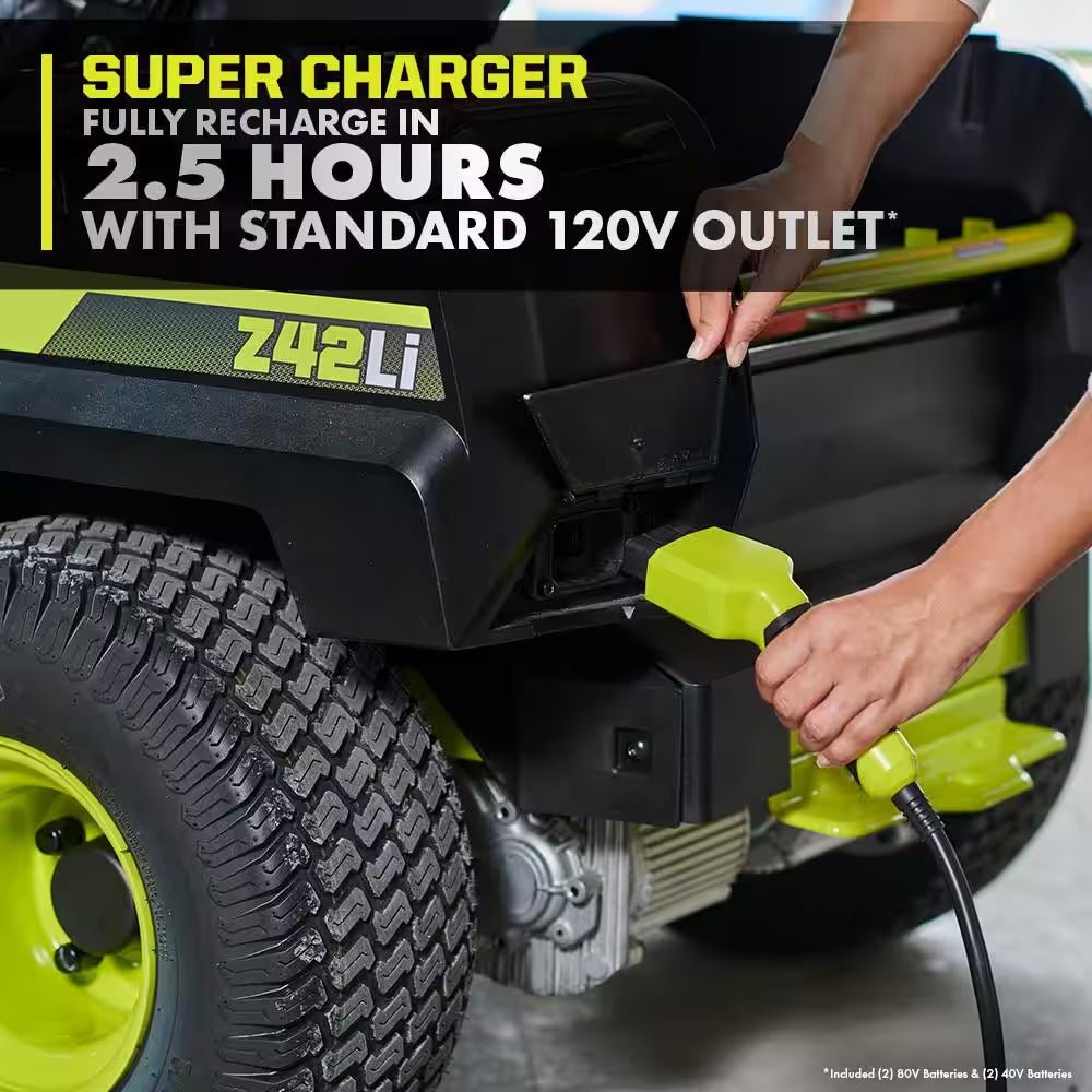 80V HP Brushless 42 In. Battery Electric Cordless Zero Turn Riding Mower (2) 80V Batteries (2) 40V Batteries and Charger - Image 14