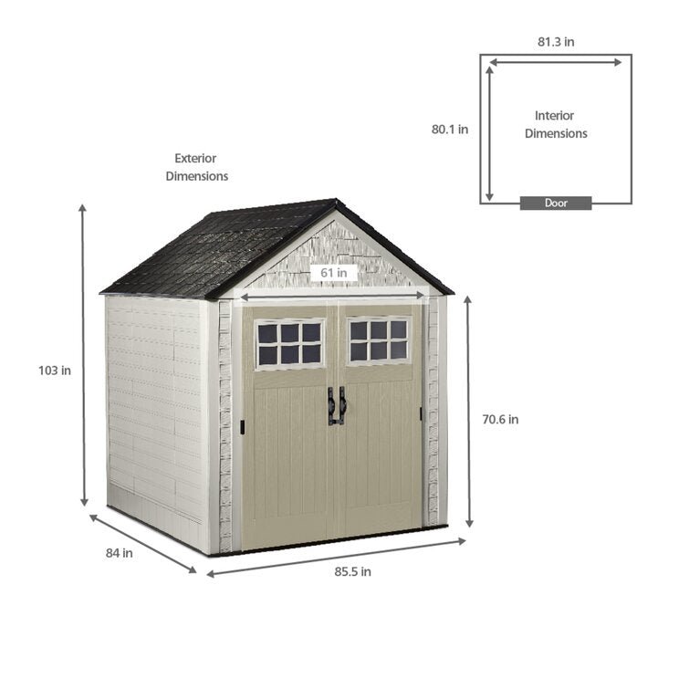 7×7 Ft Durable Weatherproof Resin Outdoor Storage Shed - Image 2