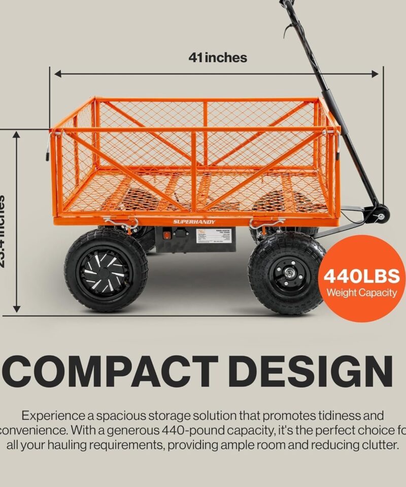 SuperHandy Electric-Assist Garden Cart, 5.7 Cu Ft, 440 lbs Load, All-Terrain Wheels - Image 5