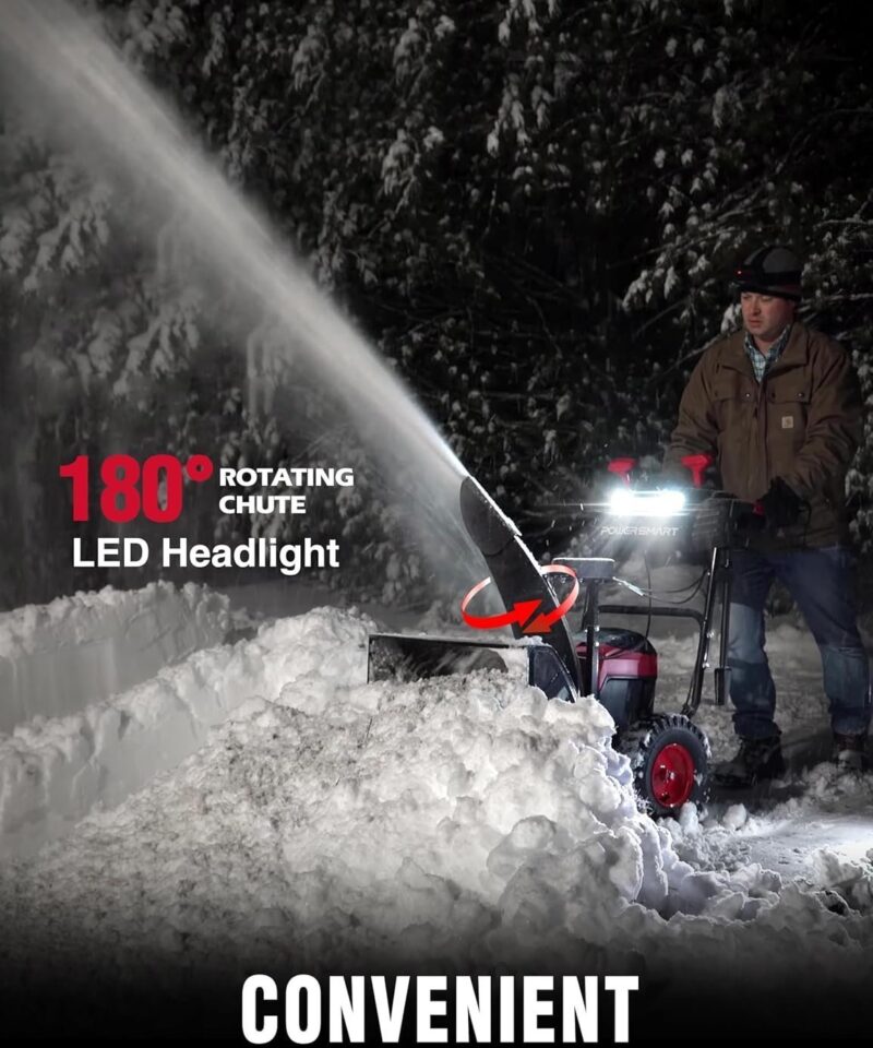 PowerSmart HB2805A 80V 24-Inch Self-Propelled 2-Stage Cordless Snow Blower with 6.0Ah Battery & Charger - Image 9