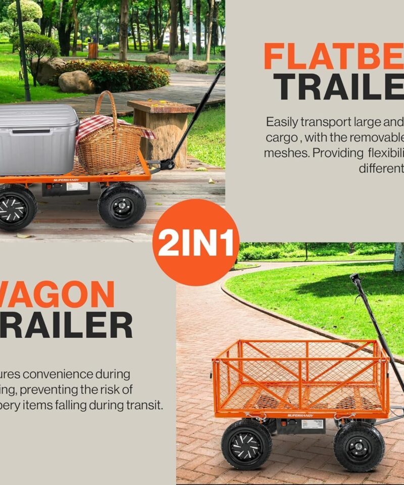 Alternative view of SuperHandy Electric-Assist Garden Cart, 5.7 Cu Ft, 440 lbs Load, All-Terrain Wheels