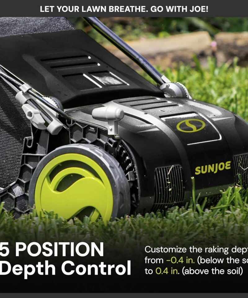 Sun Joe AJ805E 13A Electric Dethatcher & Scarifier, 15 in. - Image 3
