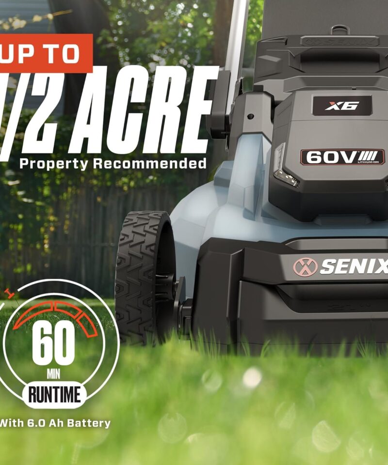 X6 60 Volt Max* 21-Inch 3-in-1 Cordless Push Lawn Mower, with Bagging, Mulching, and Side Discharge, Height Adjustment, Smart Display, 6Ah Lithium-ion Battery & Charger Included (LPPX6-H) - Image 5