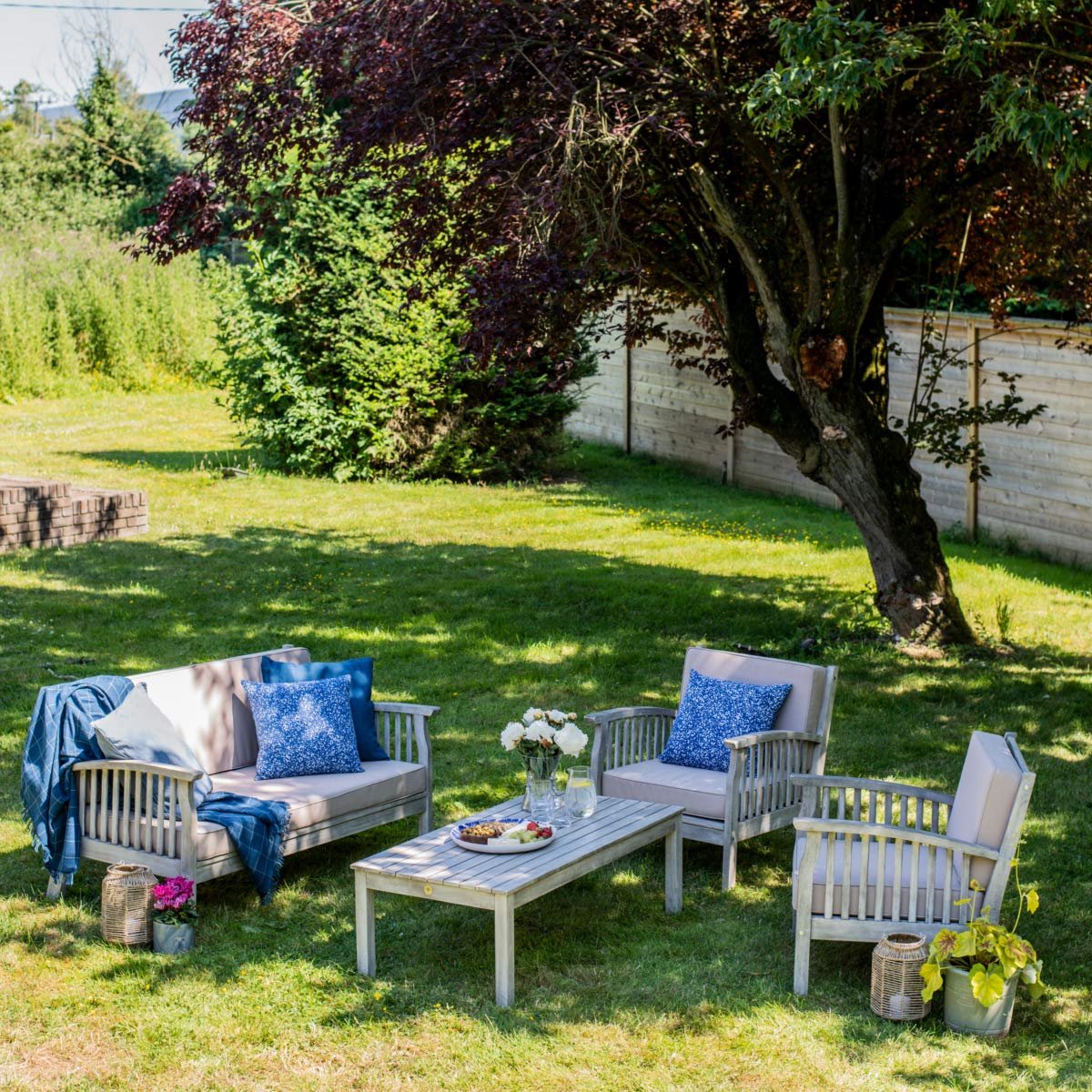 Patio Garden Furniture Set – Light Grey Wooden Garden Set – Repton Lounge – Outdoor Table & Chairs – Durable and Comfortable Design – With Cushions – Flat Pack Design – 4 Seater - Image 6