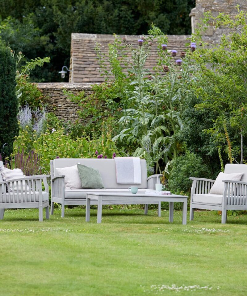 Patio Garden Furniture Set – Light Grey Wooden Garden Set – Repton Lounge – Outdoor Table & Chairs – Durable and Comfortable Design – With Cushions – Flat Pack Design – 4 Seater - Image 7