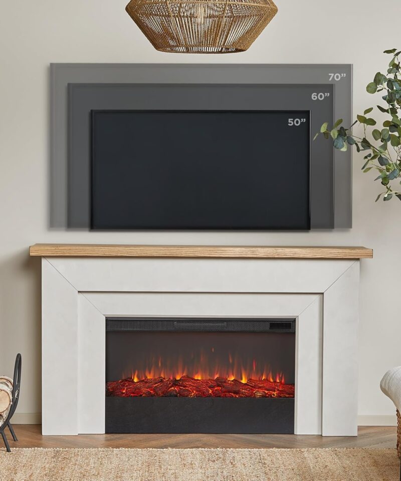 Real Flame Malie 68″ Electric Fireplace with Mantel & Remote Control - Image 5