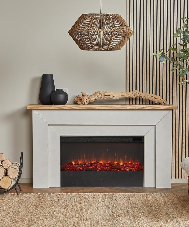 Alternative view of Real Flame Malie 68″ Electric Fireplace with Mantel & Remote Control