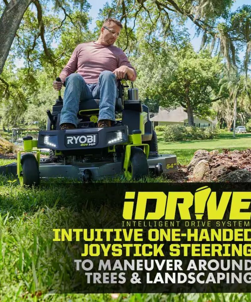 80V HP Brushless 54 In. Battery Electric Cordless Zero Turn Riding Mower (3) 80V Batteries (4) 40V Batteries and Charger - Image 9