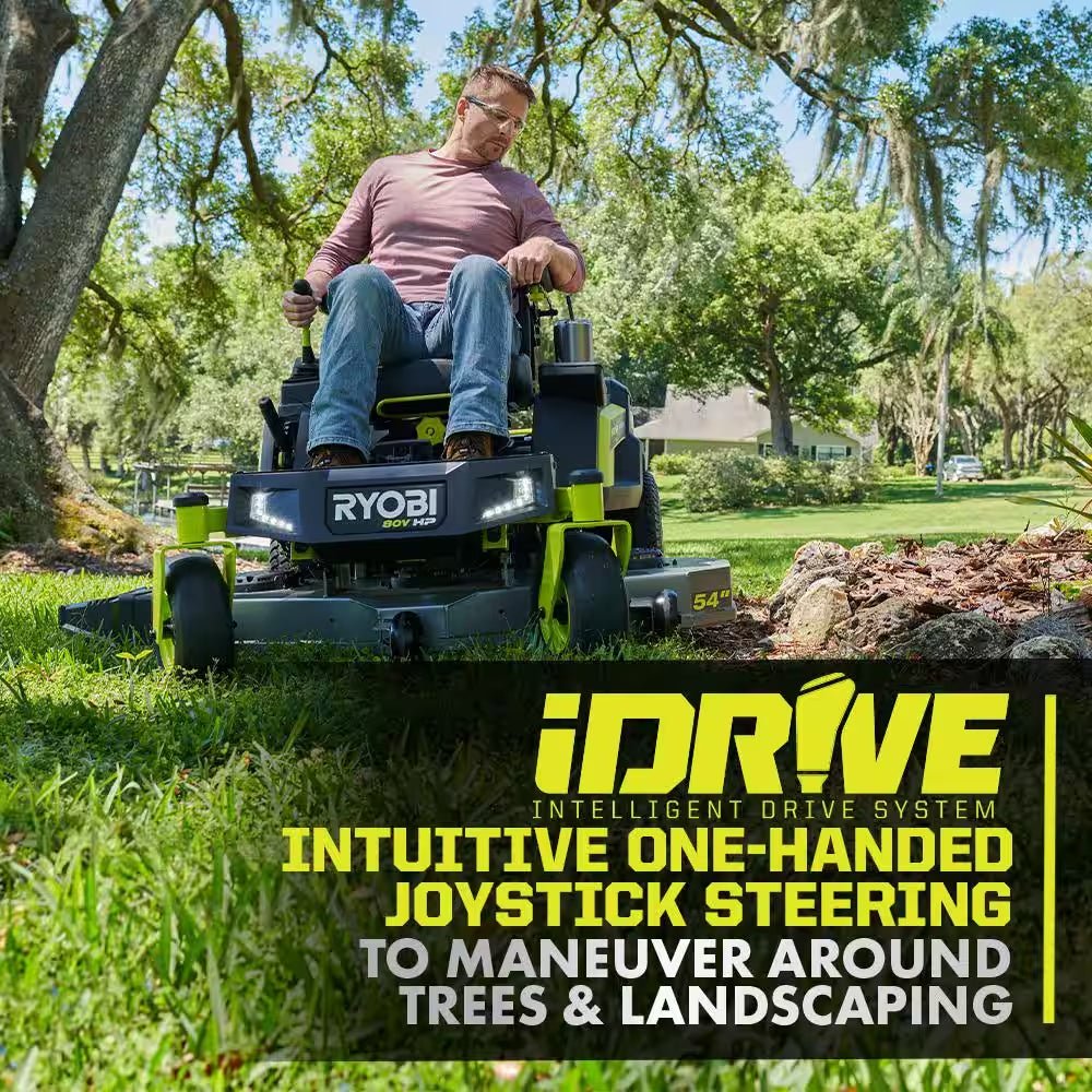 80V HP Brushless 54 In. Battery Electric Cordless Zero Turn Riding Mower (3) 80V Batteries (4) 40V Batteries and Charger - Image 9